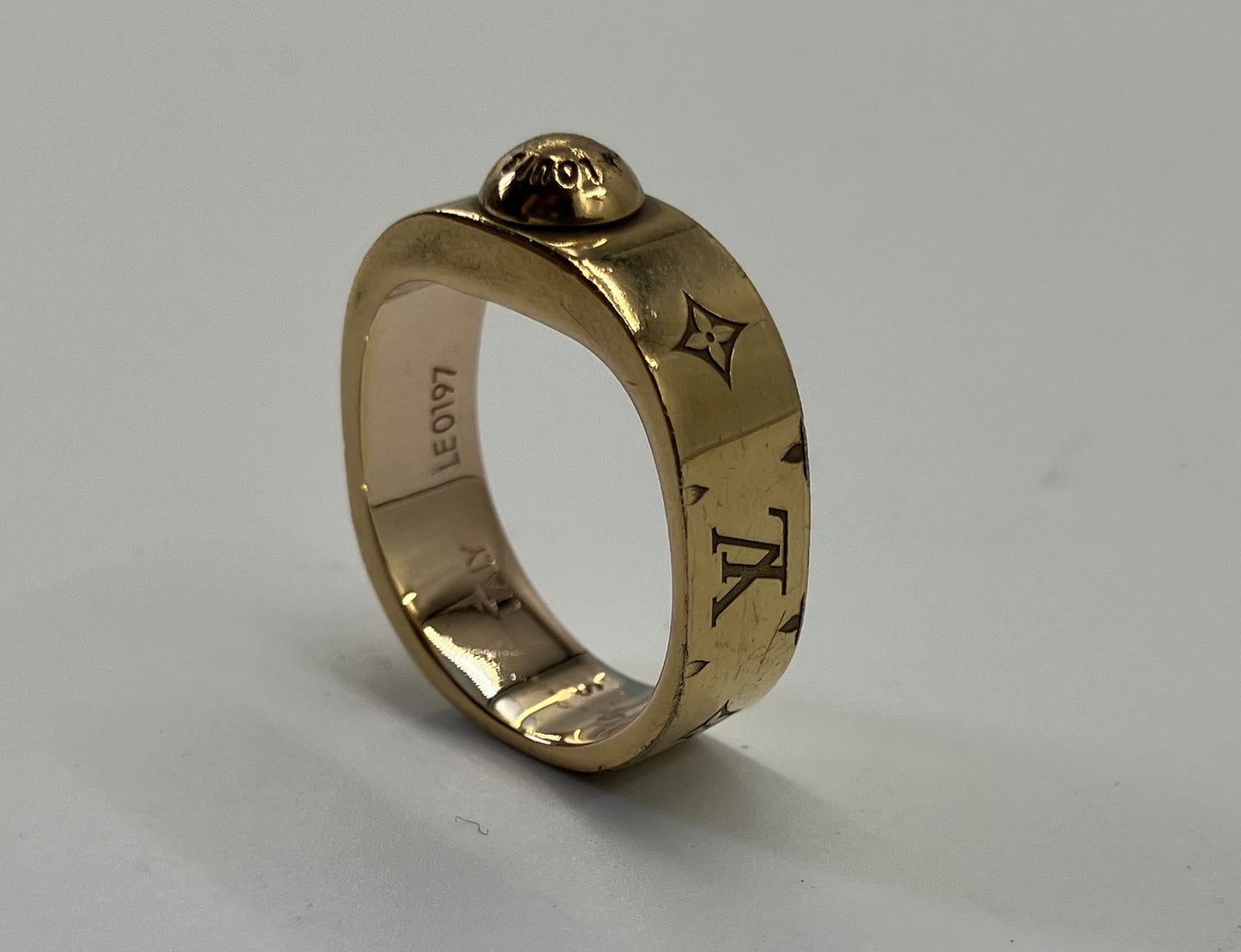 LOUIS VUITTON Louis Vuitton Berg Nanogram S size M00213 Actual size #9.5 Gold ring Free shipping 