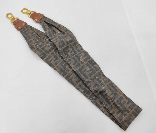 FENDI FF Zucca Shoulder Strap Bag Strap 107cm Wide 7.5cm Brown Gold Hardware
