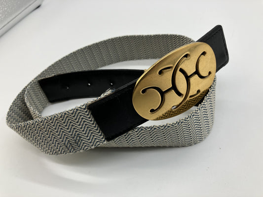 エルメス エブリン 2007年 ベルト キャンバス×レザー ゴールド 92ｃｍ バックル7.1×4.5ｃｍ 送料無料