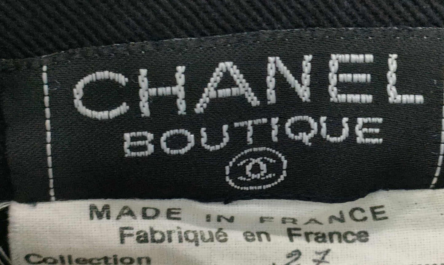 CHANEL Boutique Black Pencil Skirt Cotton Lycra Stretch Made in France Sz 35