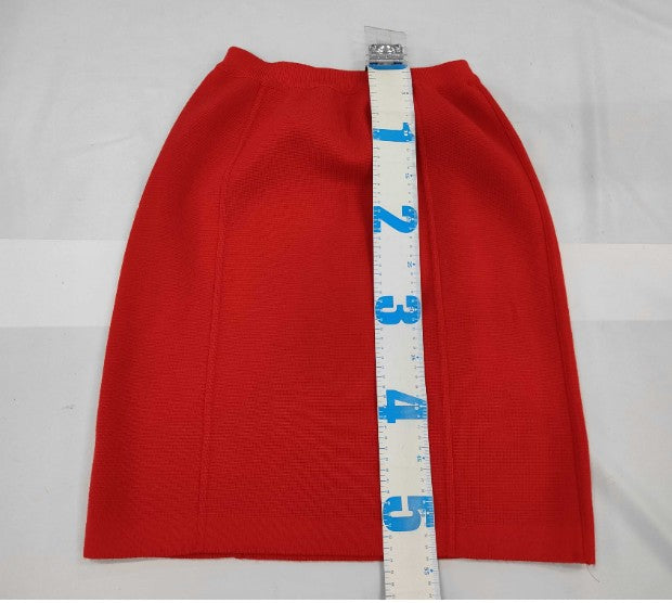 CHANEL Red Knit Skirt Elastic Waist Made in Italy Vintage Women’s