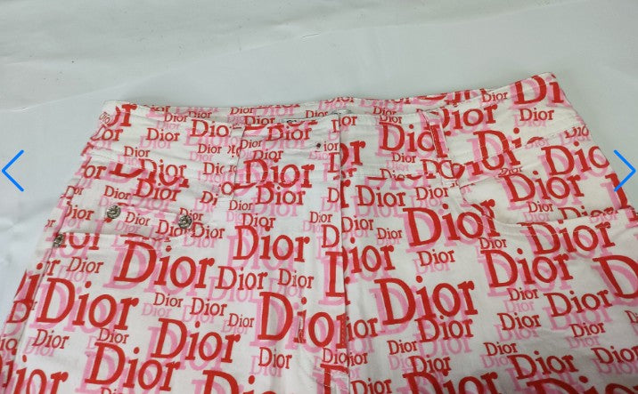 Christian Dior Logo Pants Red White Monogram Vintage France Size 40
