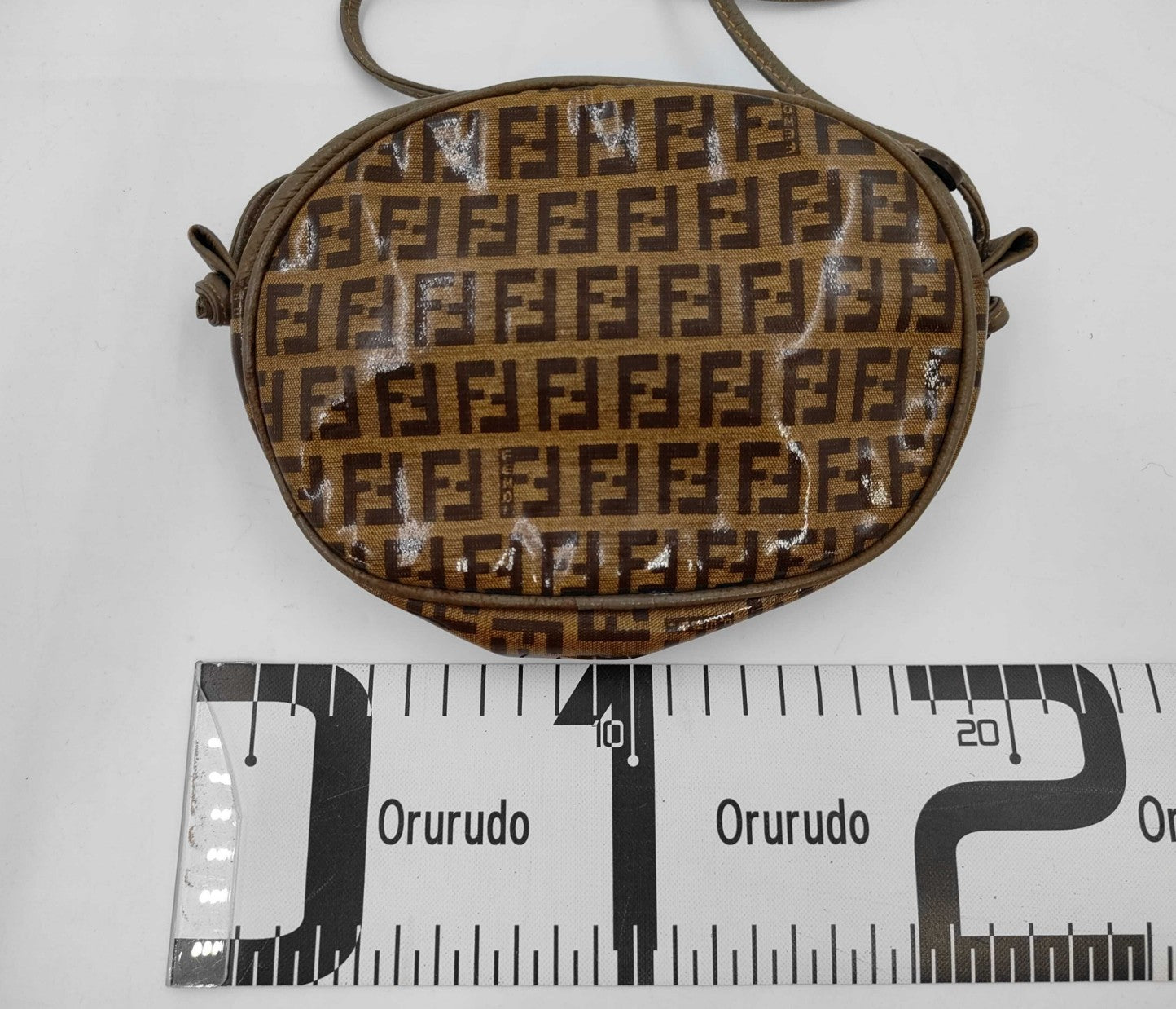 FENDI Zucca Mini Shoulder Bag PVC Leather Brown