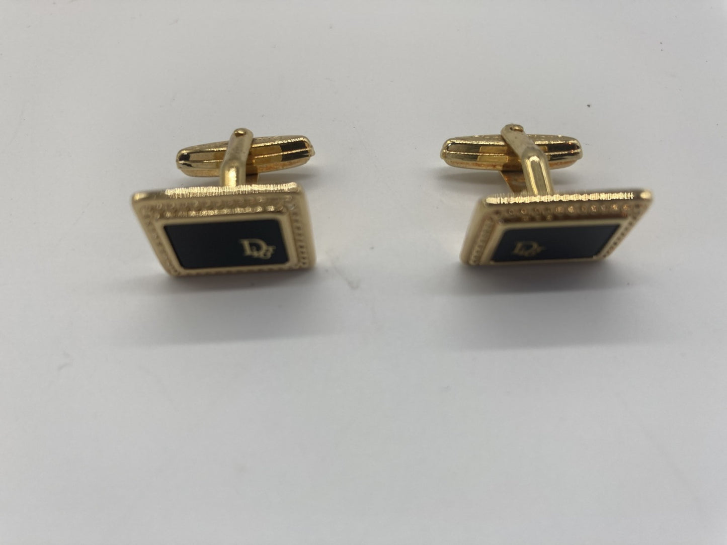 Christian Dior Cufflinks Black &amp; Gold Boxed Free Shipping 