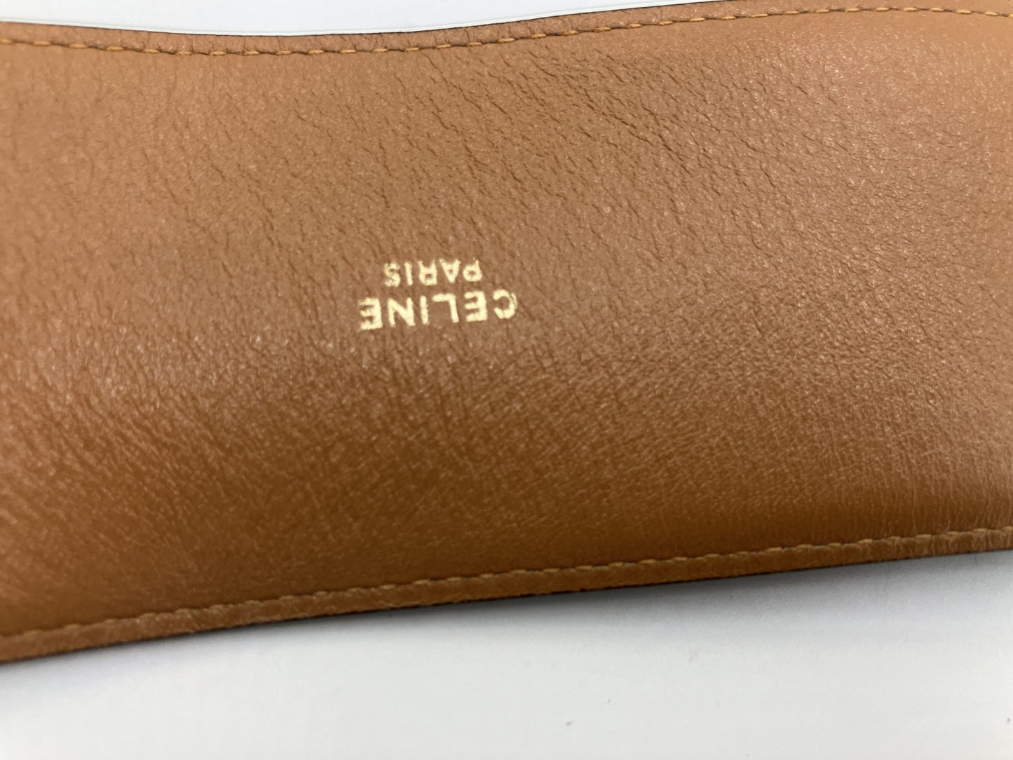 Cﾃｩline leather circle logo (diameter 8 cm) belt 82 cm x5.5 cm gold and brown