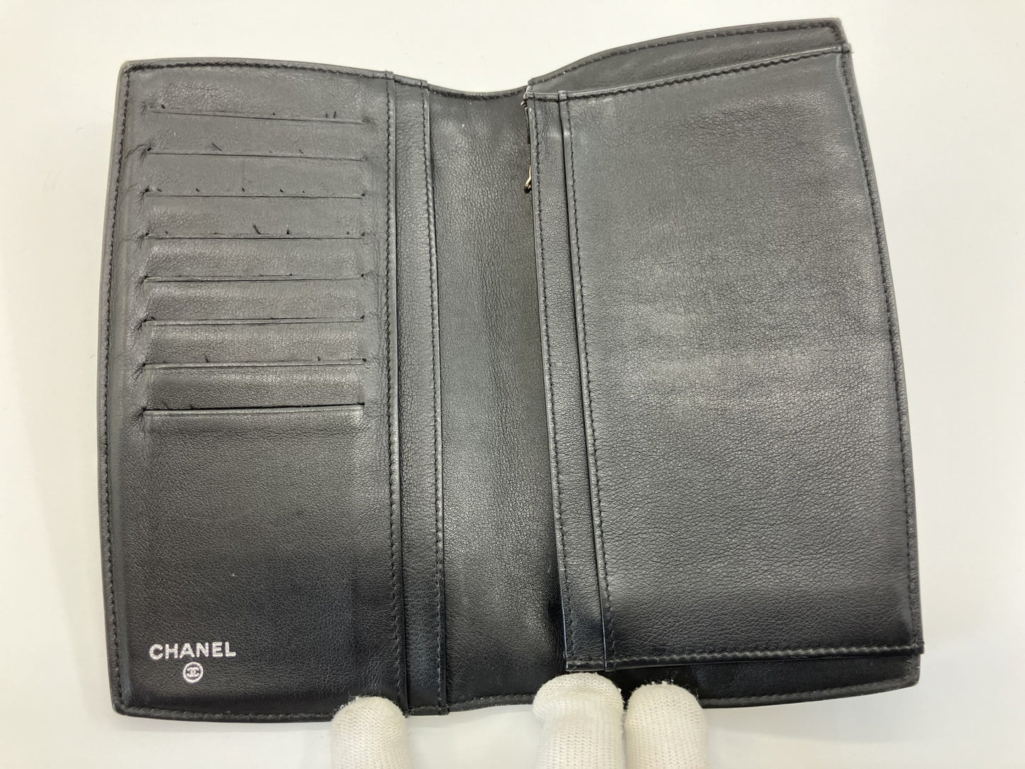 CHANEL Makeup Bi-fold Long Wallet Enamel Black 