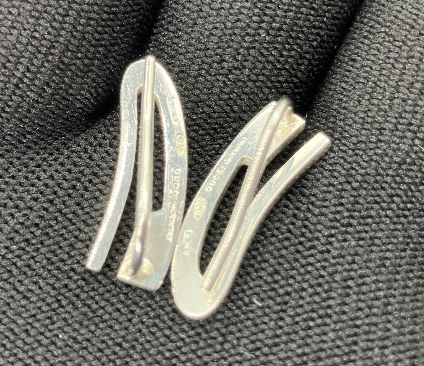 GUCCI 925 Sterling Silver G Oval Earrings Made in Italy Box Pouch