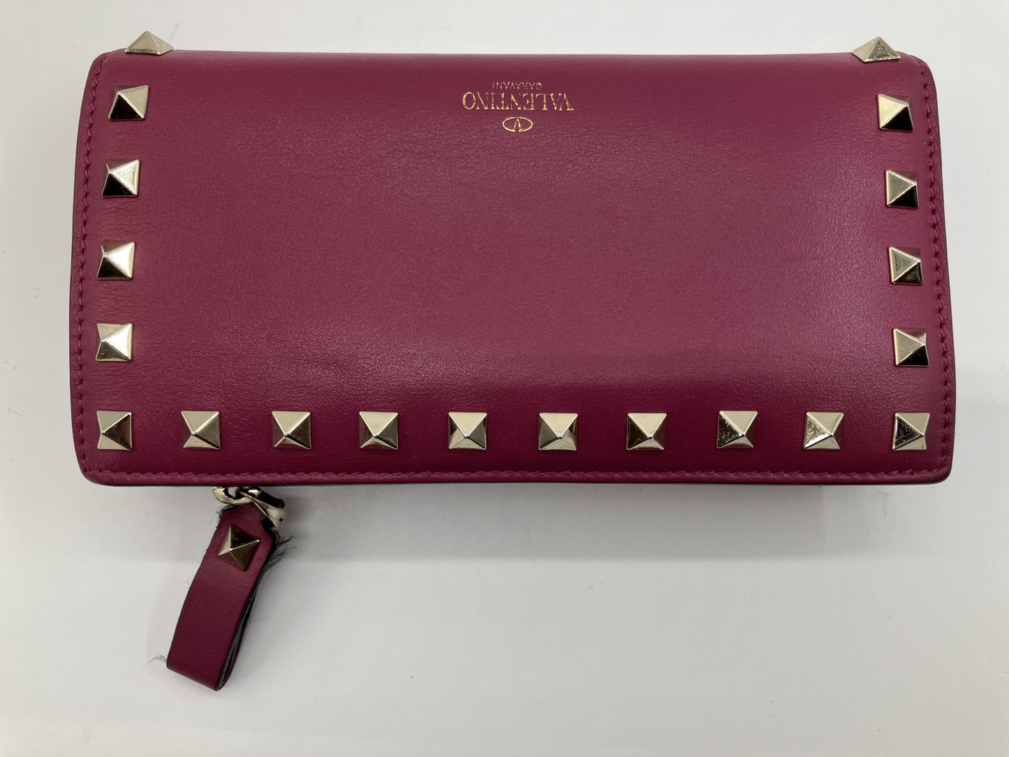 Valentino Garavani long wallet in pink with Rockstuds, box, bag and extra studs 