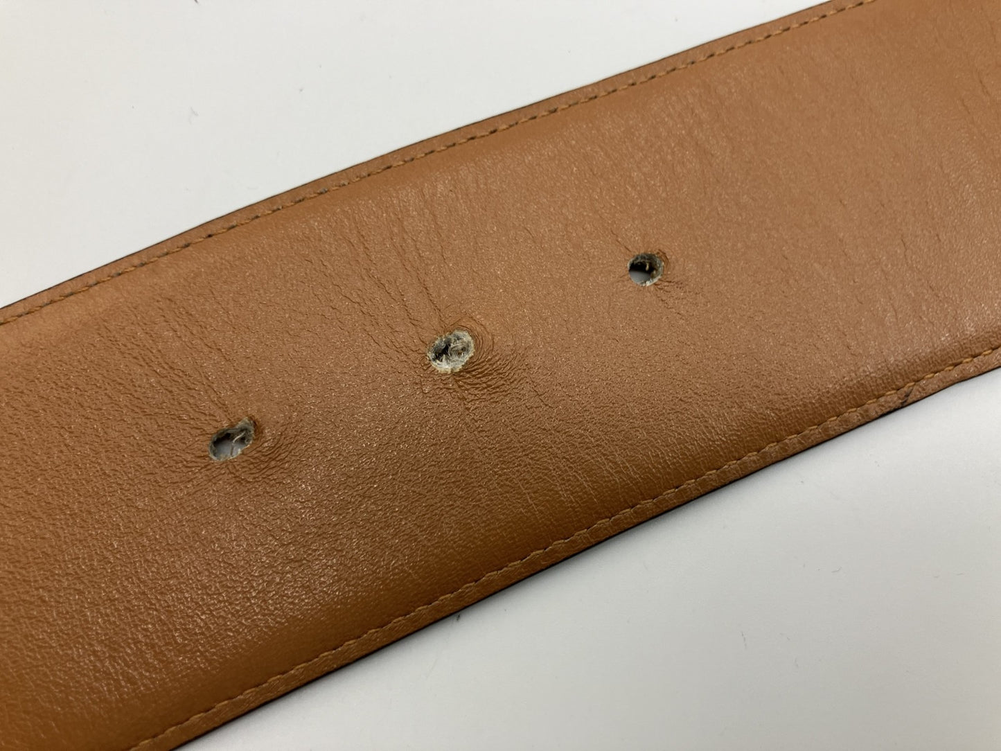 Cﾃｩline leather circle logo (diameter 8 cm) belt 82 cm x5.5 cm gold and brown