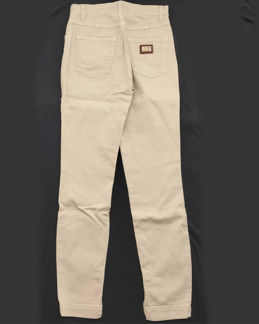 Dolce & Gabbana Beige  Denim Pants Size 36 Slim Fit Zip Hem Italy