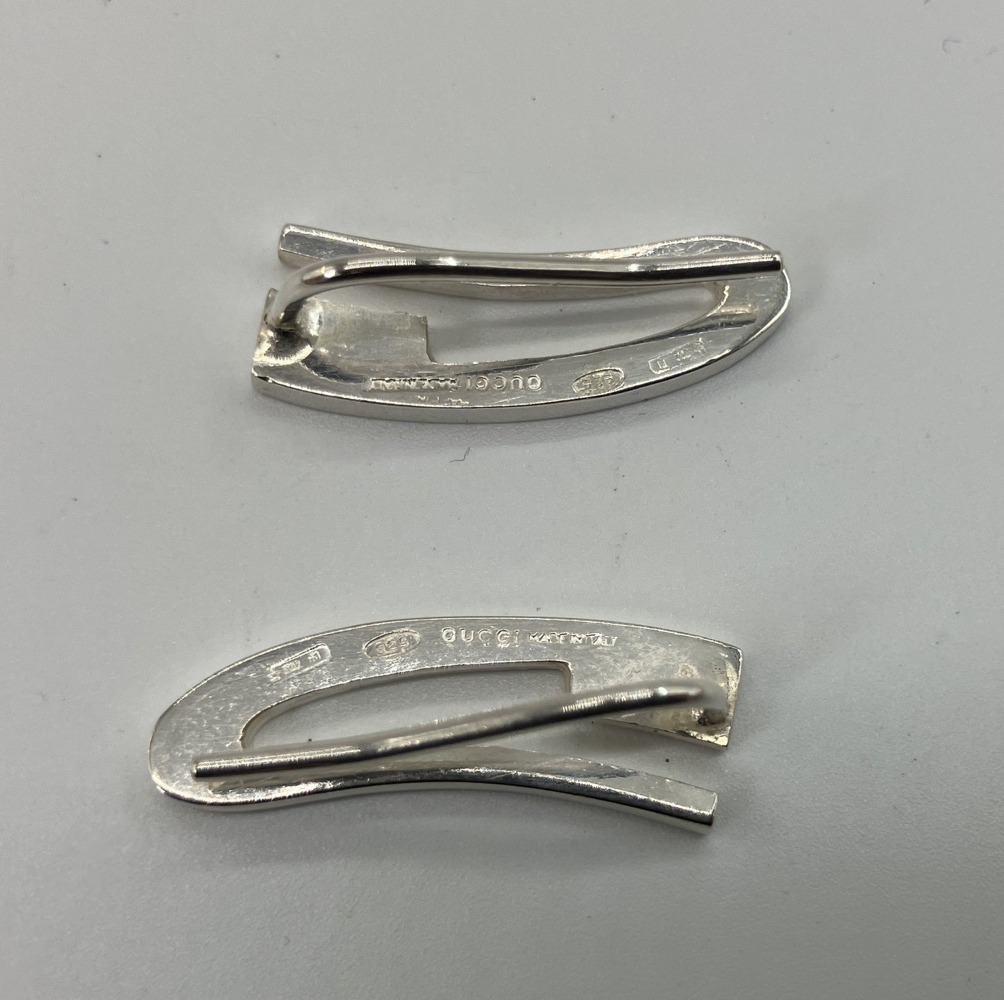 GUCCI 925 Sterling Silver G Oval Earrings Made in Italy Box Pouch
