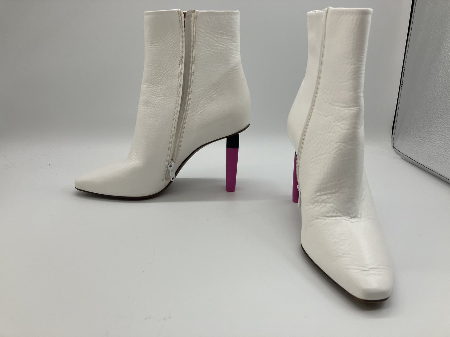 Vetements Leather Short Boots 38 (US 7.5) (24.1cm) (9.5 inch) Women's White Lighter Heel Free Shipping 