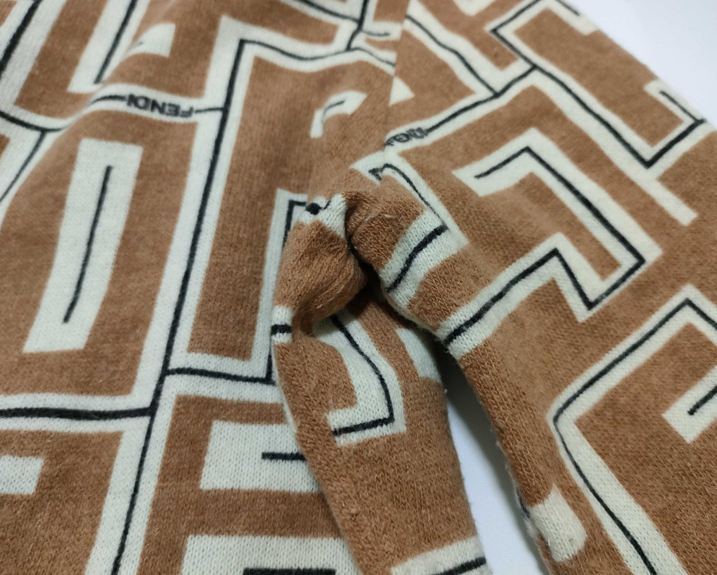 FENDI Jeans Cardigan Jacket 44 IT Geometric Logo Pattern Wool Blend Italy