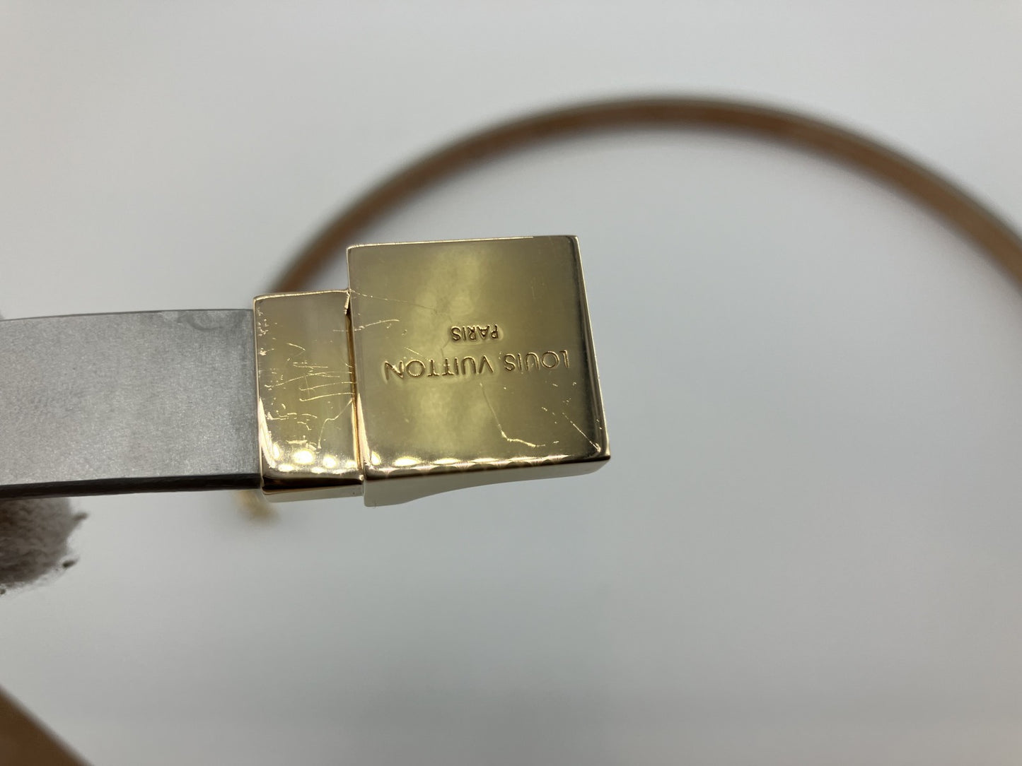 LOUIS VUITTON Vernis Belt 114cm (44.88 inch) Gray with box