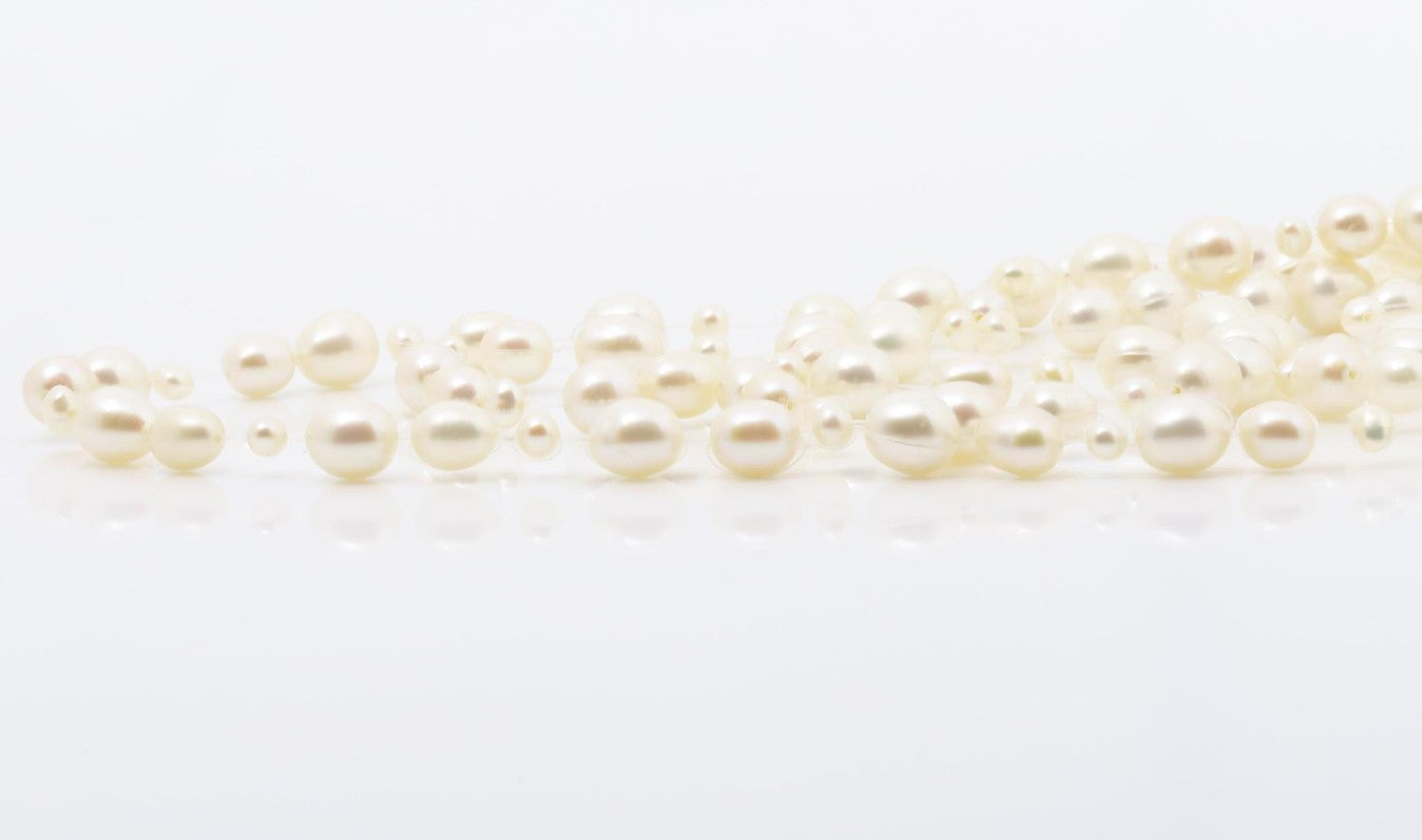 Freshwater Pearl Multi Strand Necklace 49cm 3.2-6.0mm Cluster Pearl Silver Clasp Box