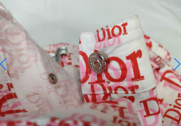 Christian Dior Logo Pants Red White Monogram Vintage France Size 40