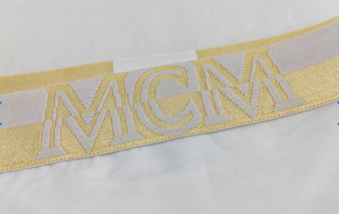 MCM Logo Waist Bikini Briefs White Gold Size L MFYASBM04 New 2PCS