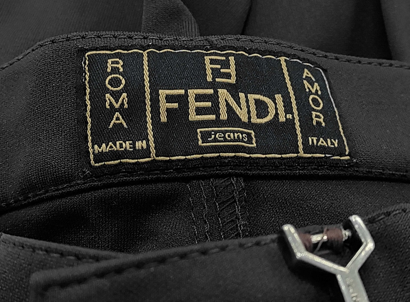 FENDI Jeans Brown Pants Women IT42 Nylon Made in Italy Slim Fit Vintage