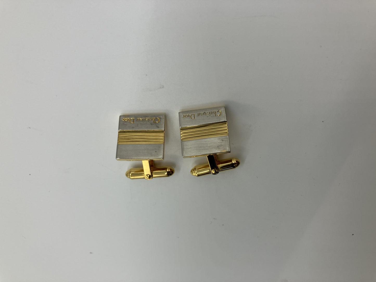 Christian Dior Cufflinks Silver &amp; Gold Free Shipping 