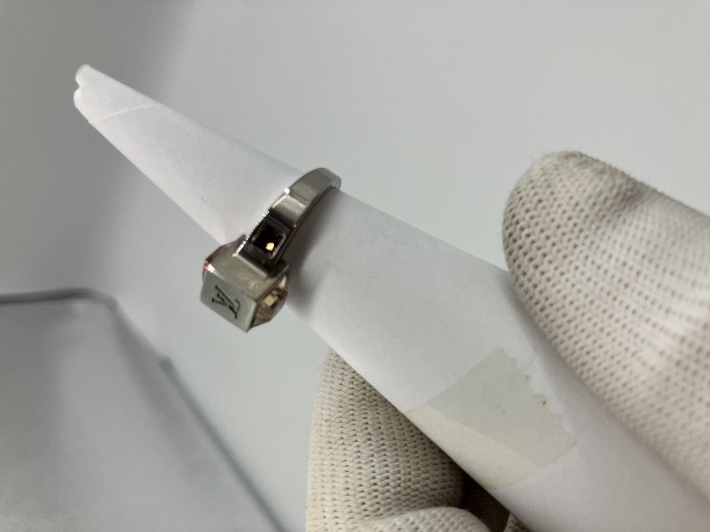 LOUIS VUITTON LV Collier Gamble Silver Ring M65229 GL0163 SizeM(US 6.5)(53)