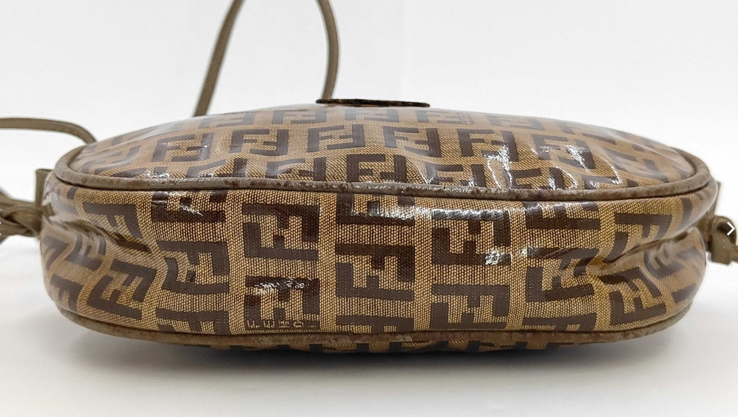 FENDI Zucca Mini Shoulder Bag PVC Leather Brown
