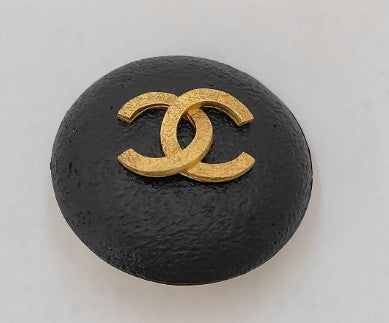 CHANEL CC Logo Earrings 93A Black Gold Clip On Large 3.7cm Single Vintage