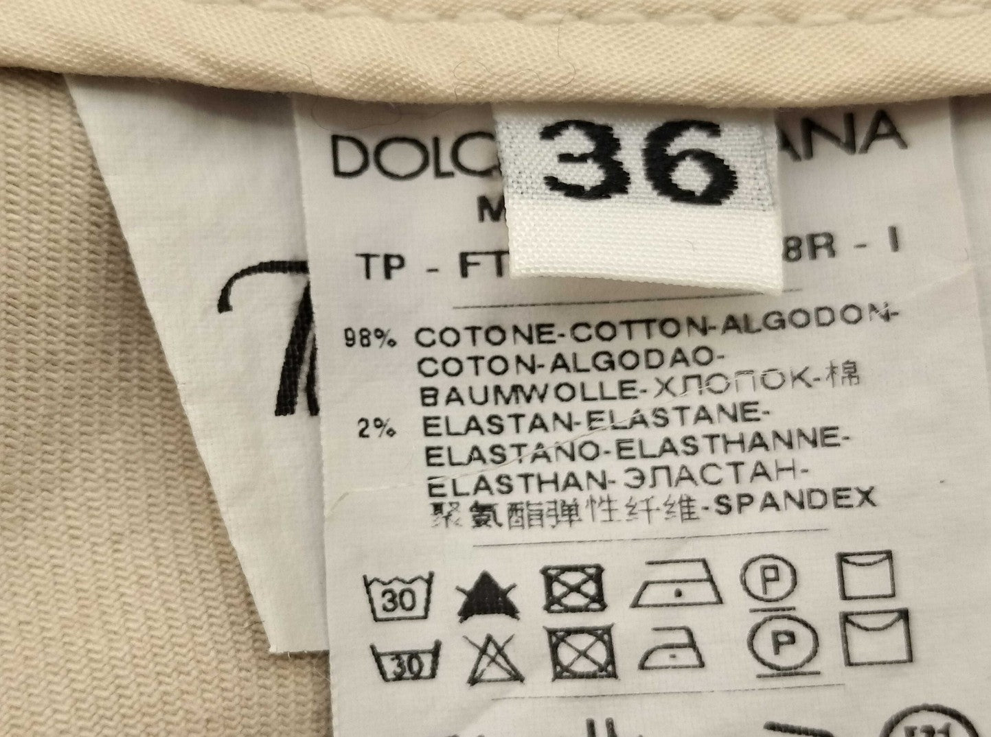 Dolce & Gabbana Beige  Denim Pants Size 36 Slim Fit Zip Hem Italy