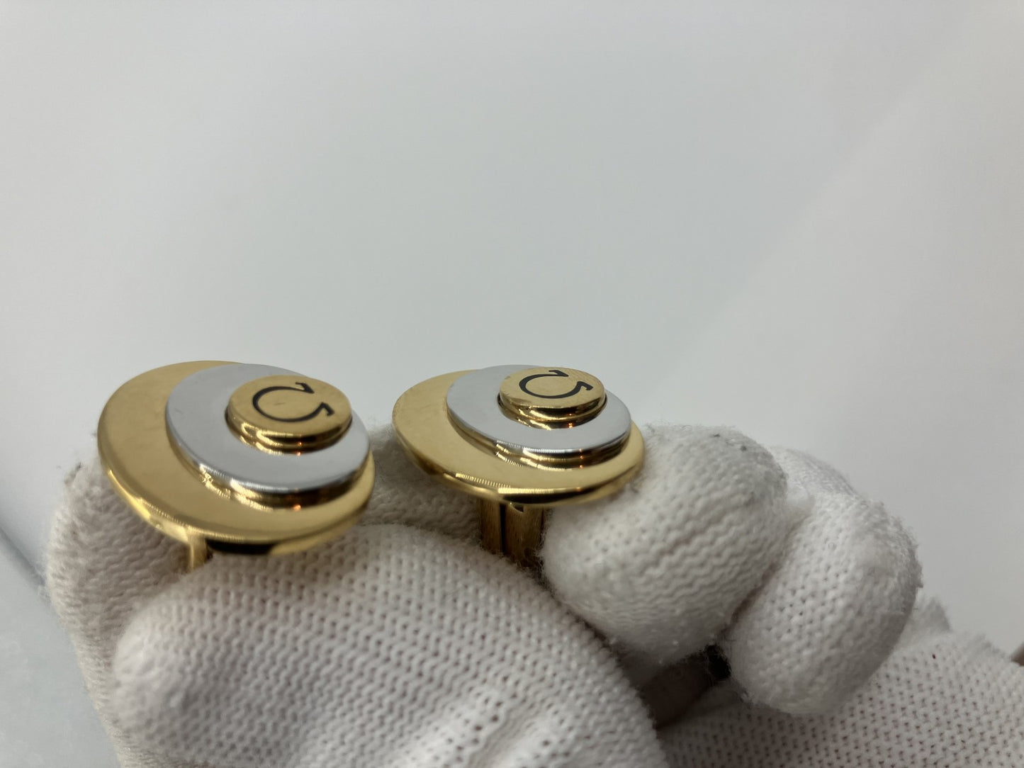 OMEGA cufflinks, large size, gold and silver, with external box
