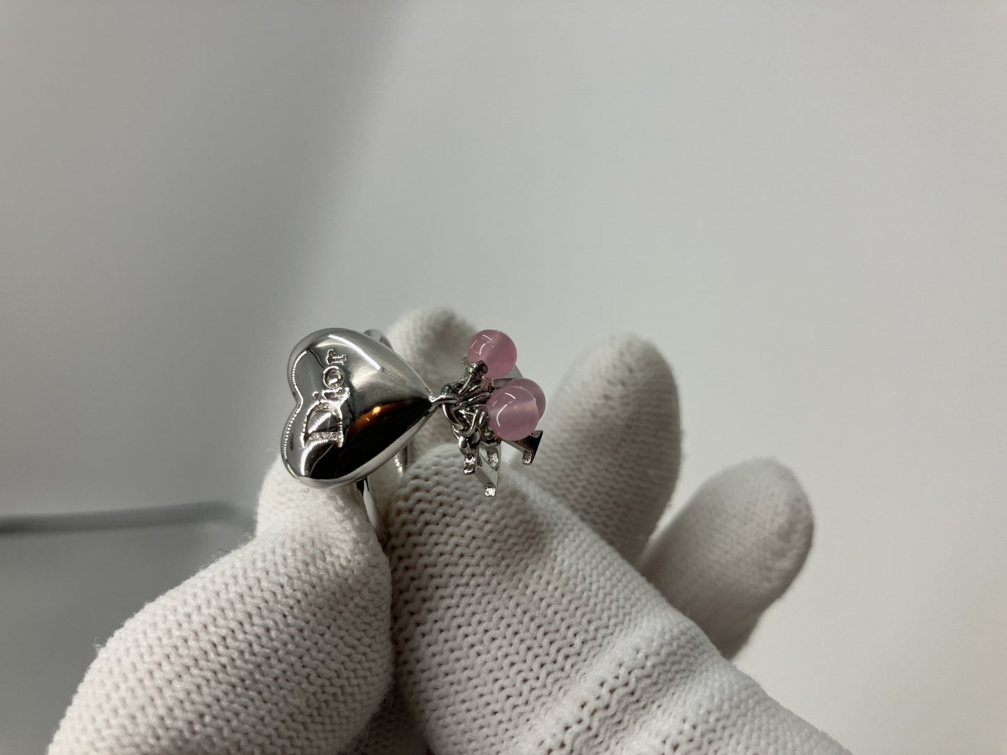 Christian Dior Ring Size 12 (52) (US 6.5) Heart Silver &amp; Pink Box and Bag Included Free Shipping 