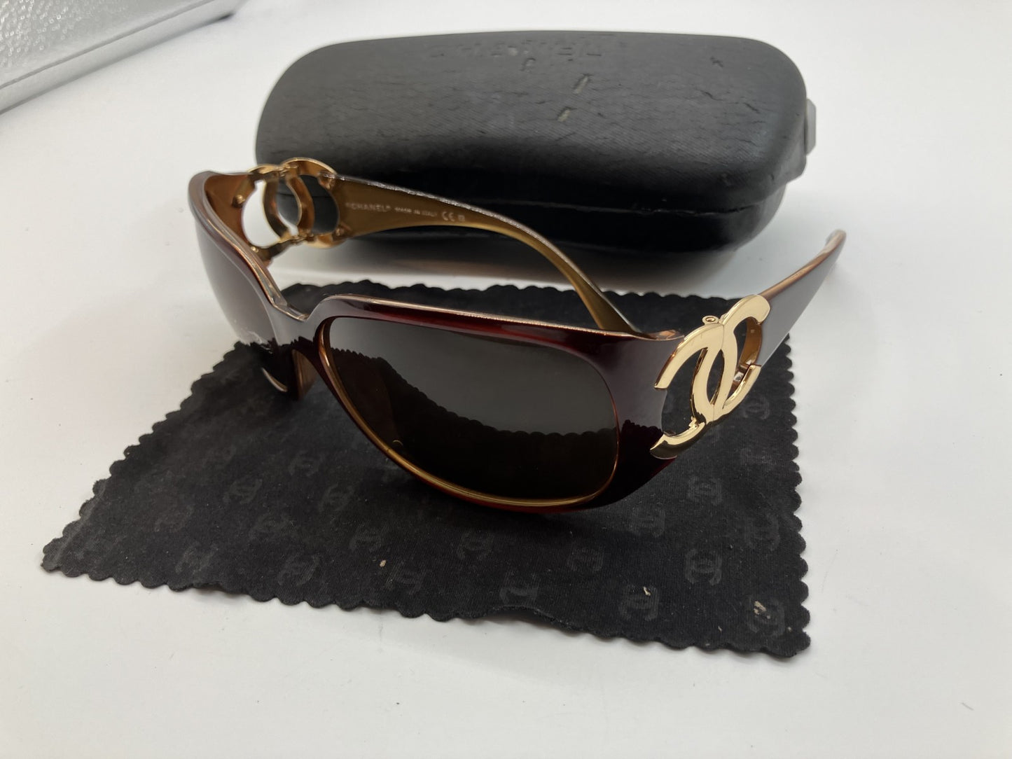 Chanel sunglasses brown 6014 with case free shipping 