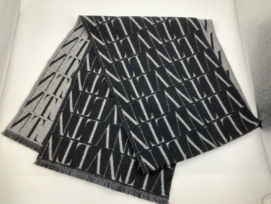 Valentino VLTN logo scarf wool x cashmere black x grey 188 x 33.5cm free shipping 