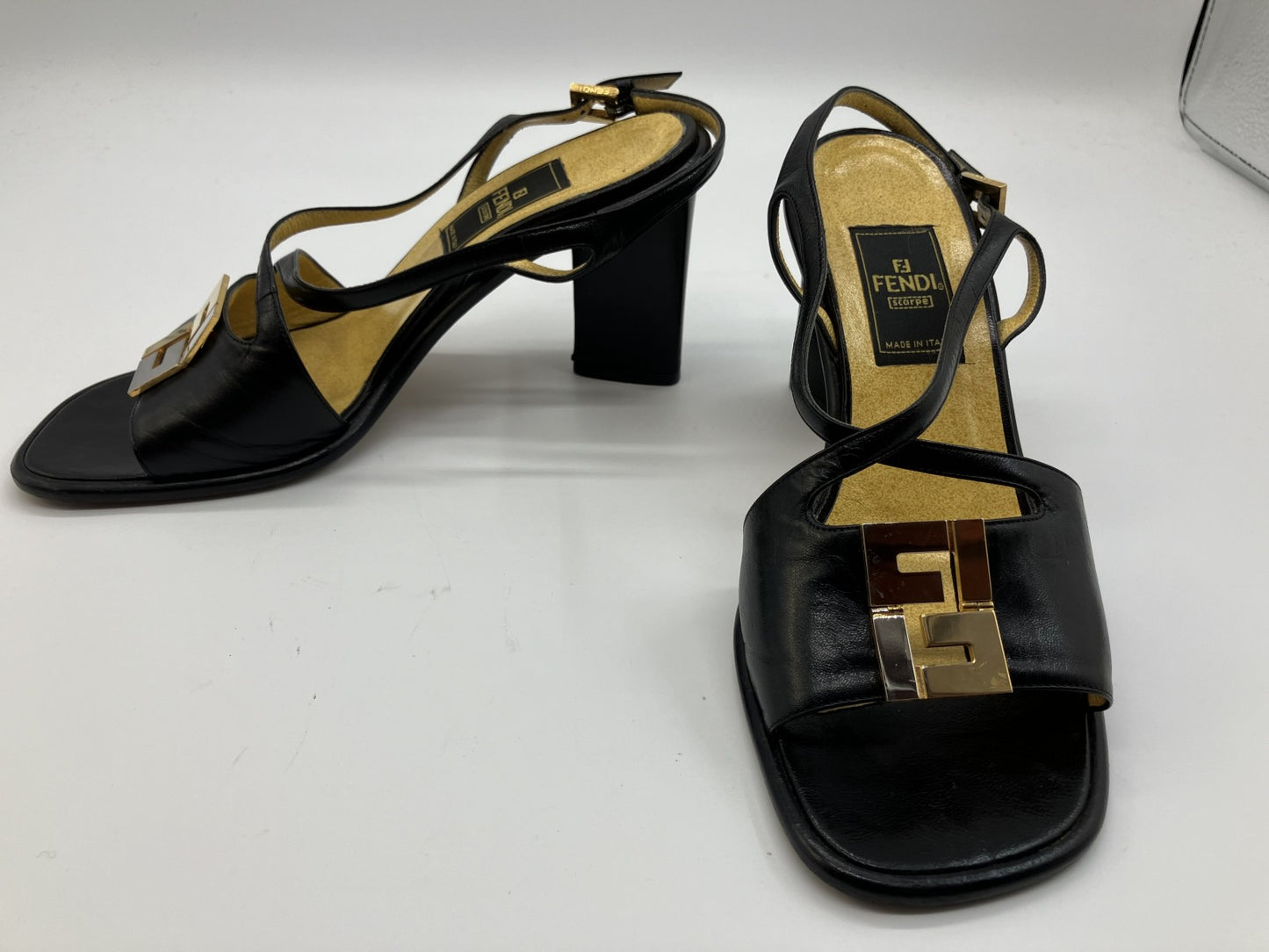 FENDI Sandals 36.5 (US 6.25) (23.1 cm) (9.09 inch) Heel approx. 8 cm Black &amp; Yellow Box included Free shipping 