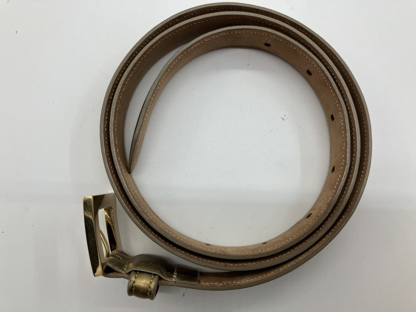 DOLCE &amp; GABBANA Leather Belt 101cm Gold Free Shipping 