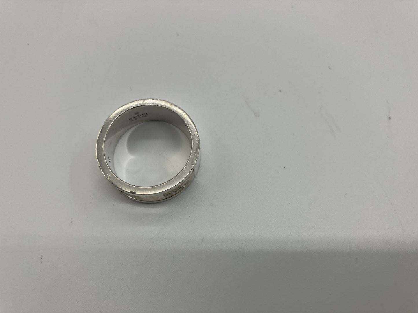 GUCCI G Ring Silver Size 17 (US 8.5) (57) Free Shipping 