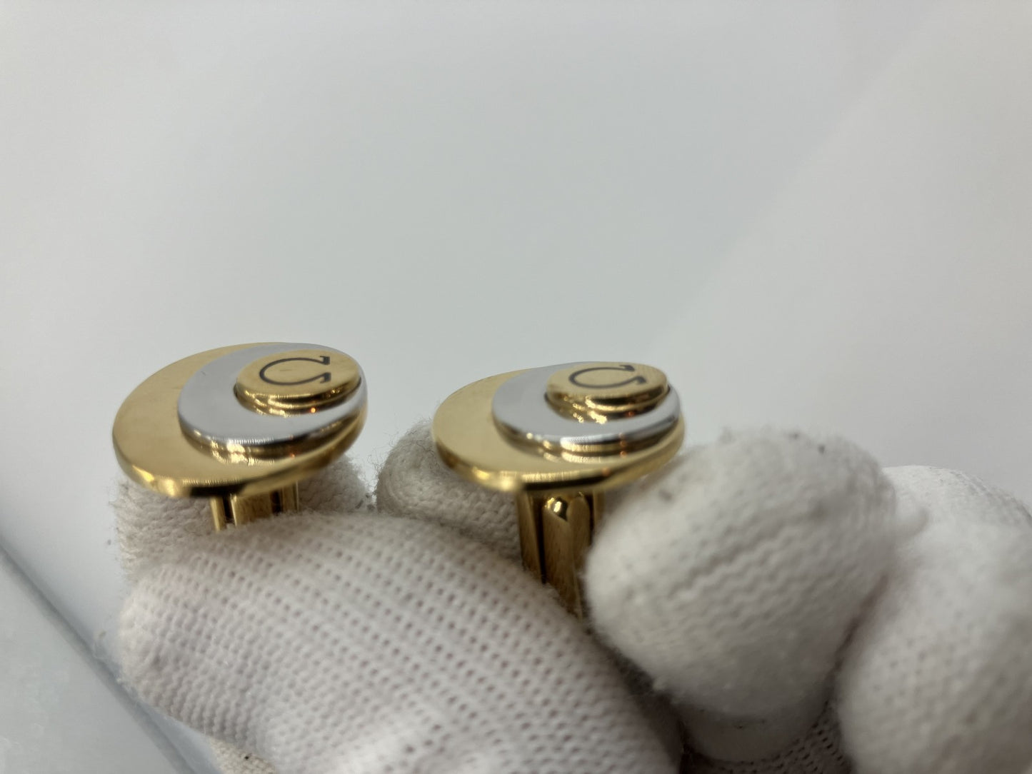 OMEGA cufflinks, large size, gold and silver, with external box
