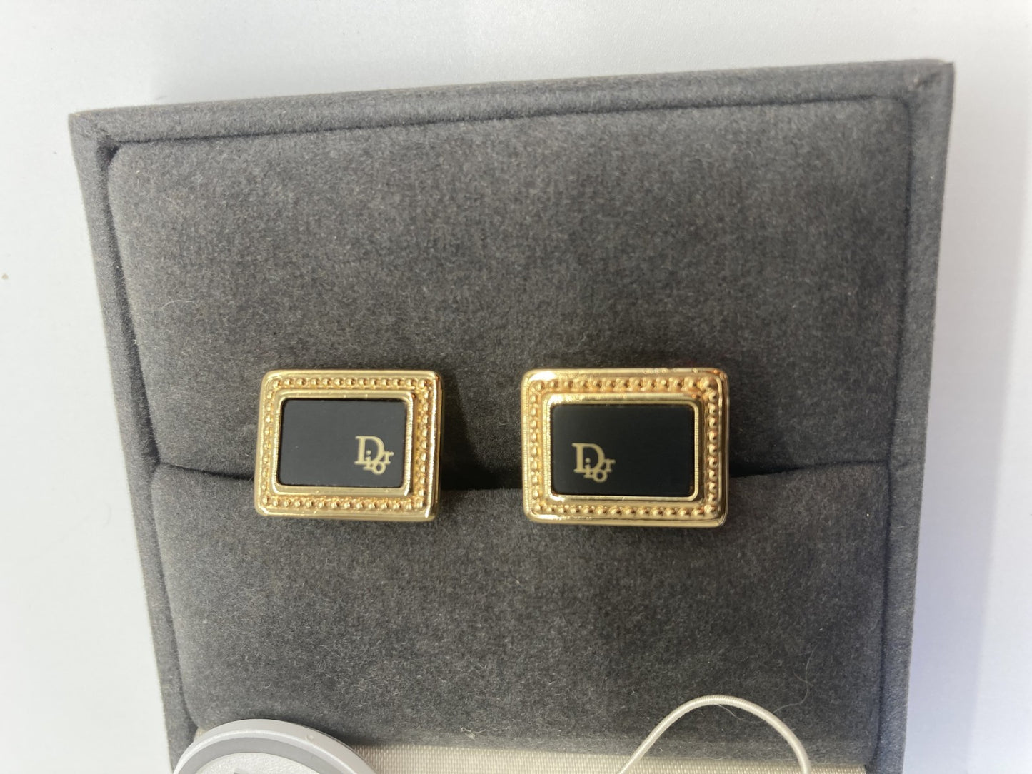 Christian Dior Cufflinks Black and Gold with Box