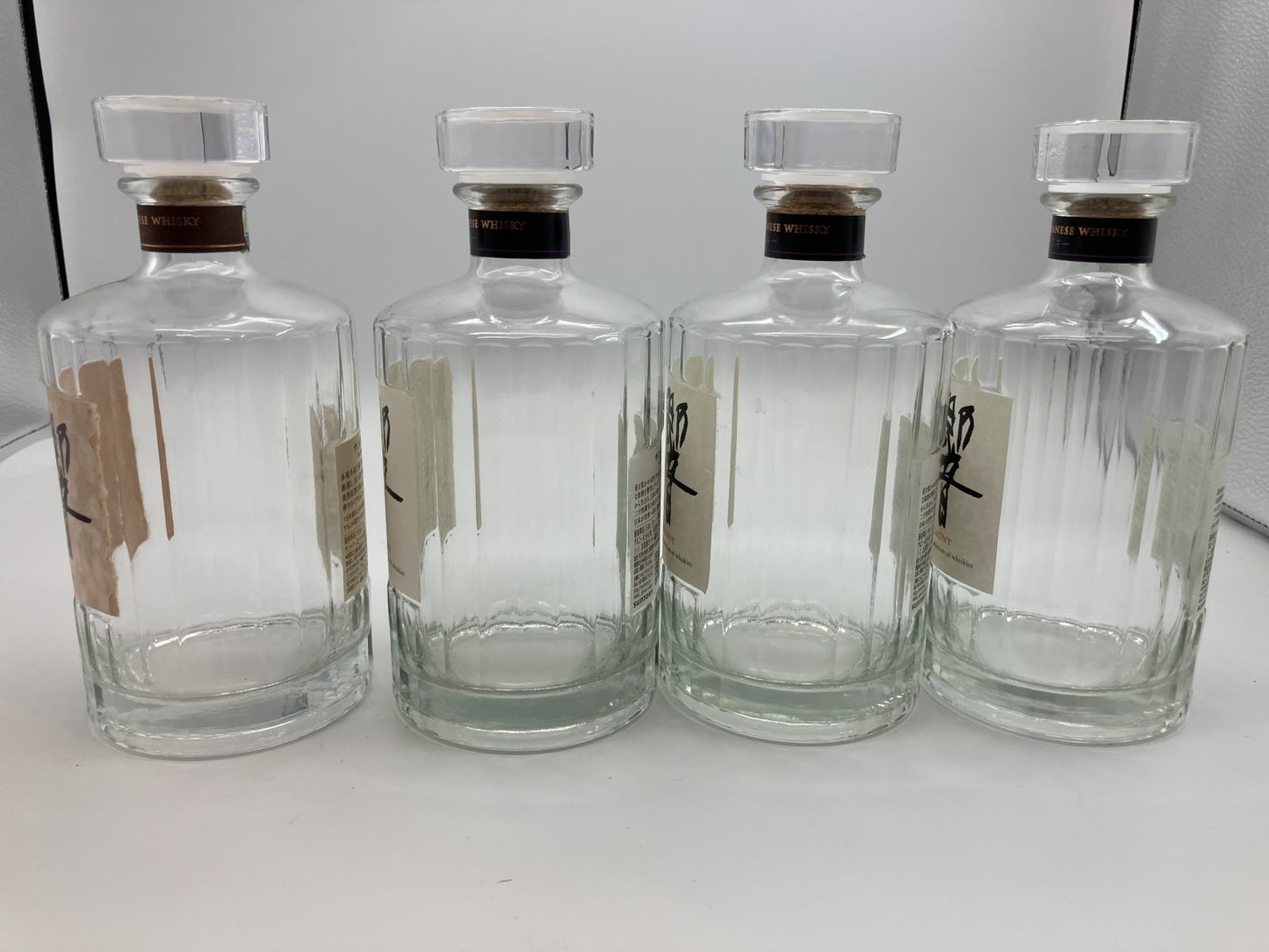 Suntory Hibiki Empty Bottle White Tag Brown Tag 4-piece Set Height 20cm