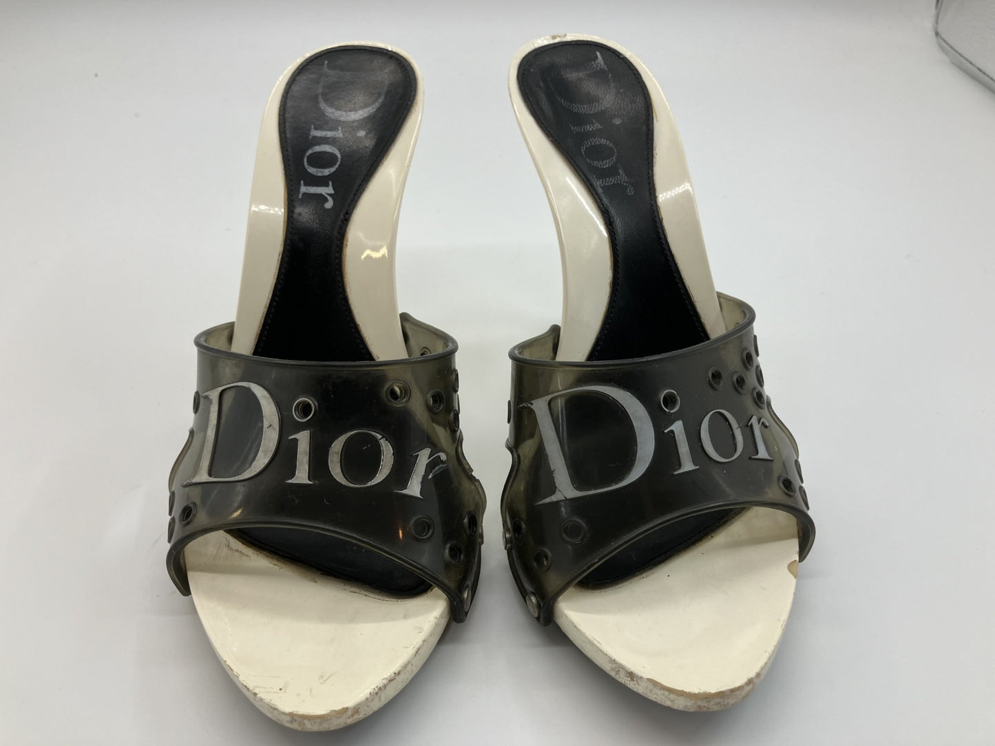 Christian Dior Women's sandals, 36.5 heel height 10cm, white and black with box and bag.