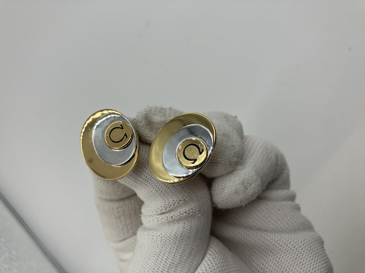 OMEGA cufflinks, large size, gold and silver, with external box