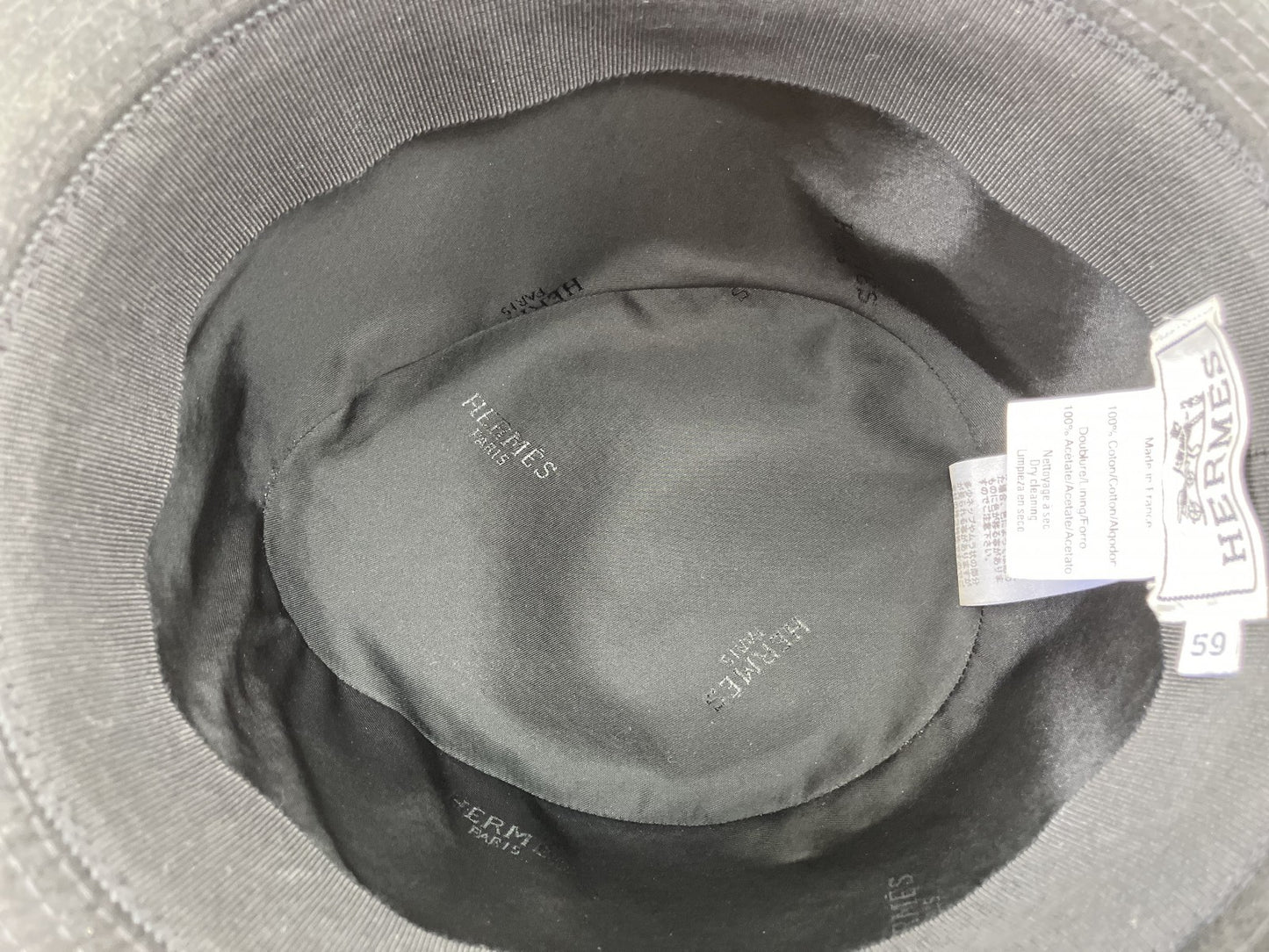 エルメス Hロゴハット 59 コットンブラック 箱付 送料無料