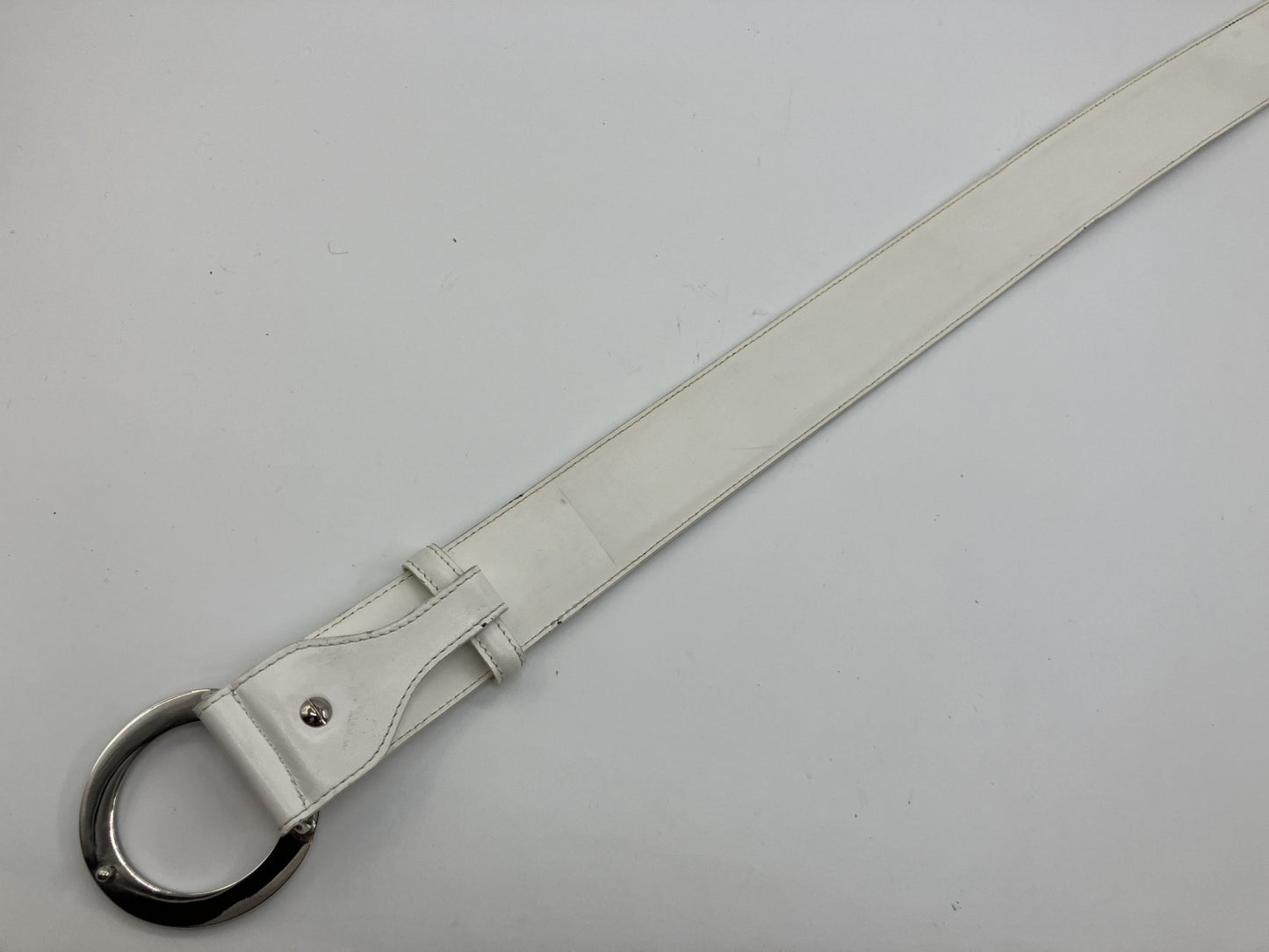 BVLGARI Circle Logo Belt White & Silver 95cm