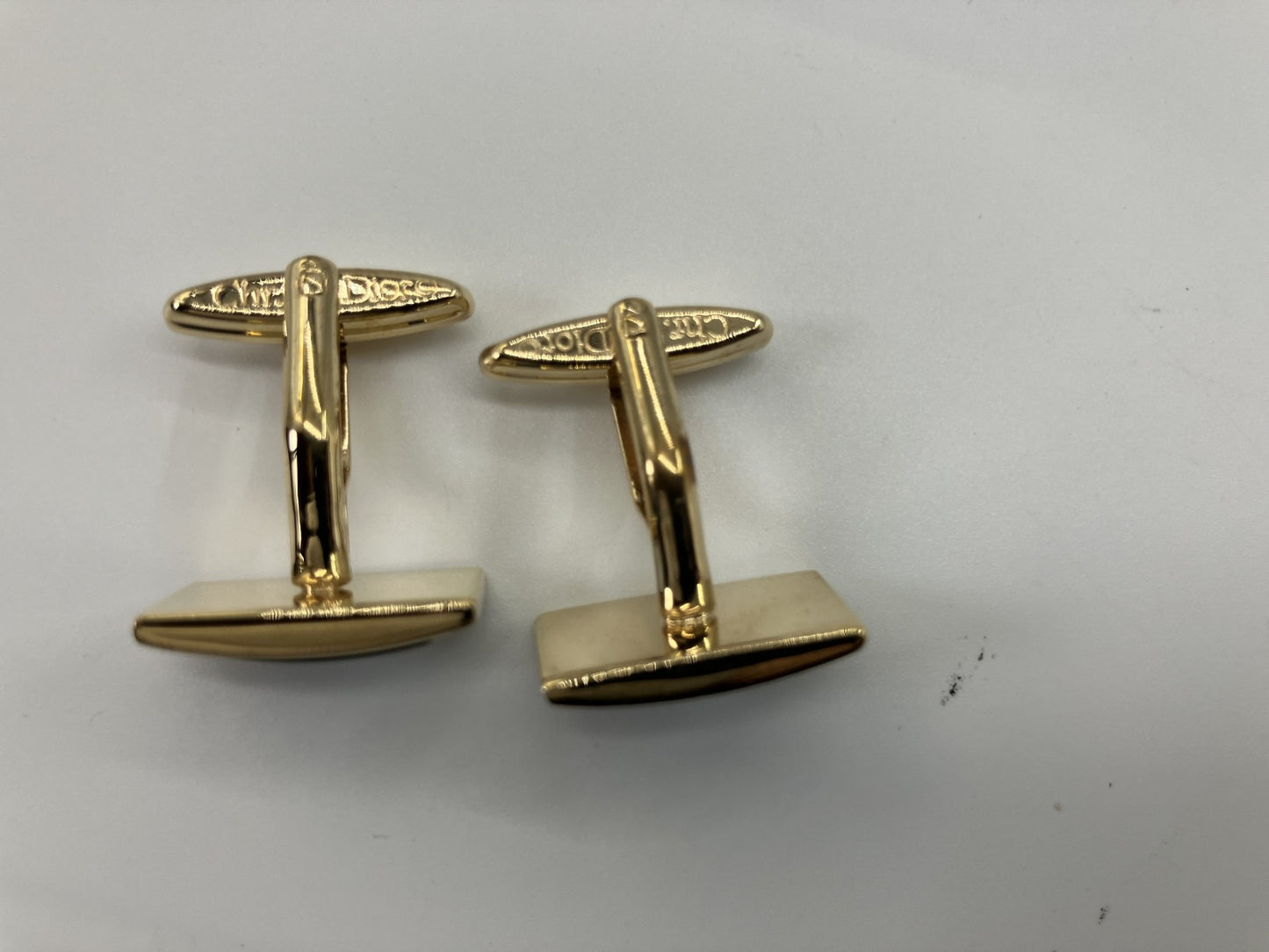 Christian Dior Cufflinks and Tie Pin Set Gold with Case Free Shipping 