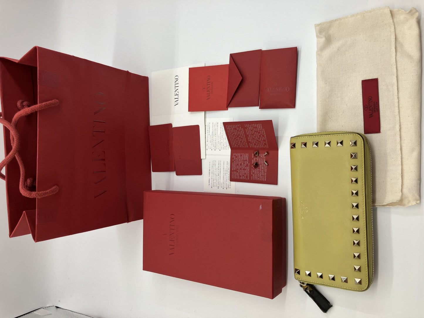 Valentino Garavani Rockstud Long Wallet Yellow Box, Bag, and Extra Studs Included Free Shipping 