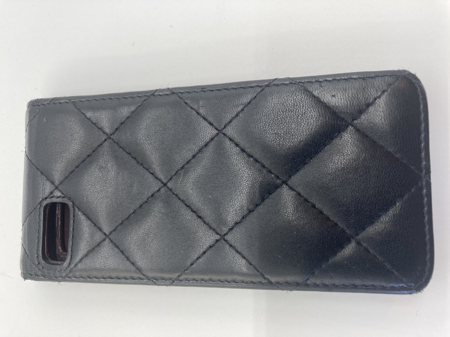 CHANEL iphone se mobile phone case black 7cm x 14cm with box