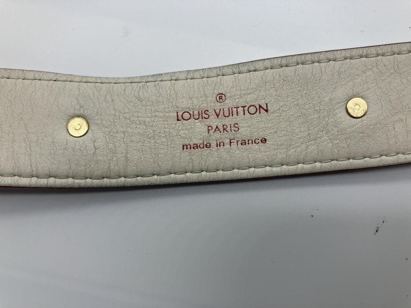 LOUIS VUITTON Louis Vuitton Santur Suhali Belt M6870U สีขาว 80/32 ความยาวรวมประมาณ 98ซม. 