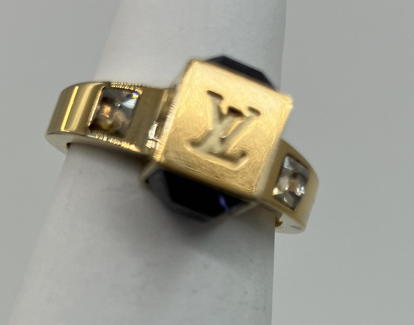 LOUIS VUITTON Cube Ring Gold Size M (JP 10)(US 5.5)(EU 50) with bag
