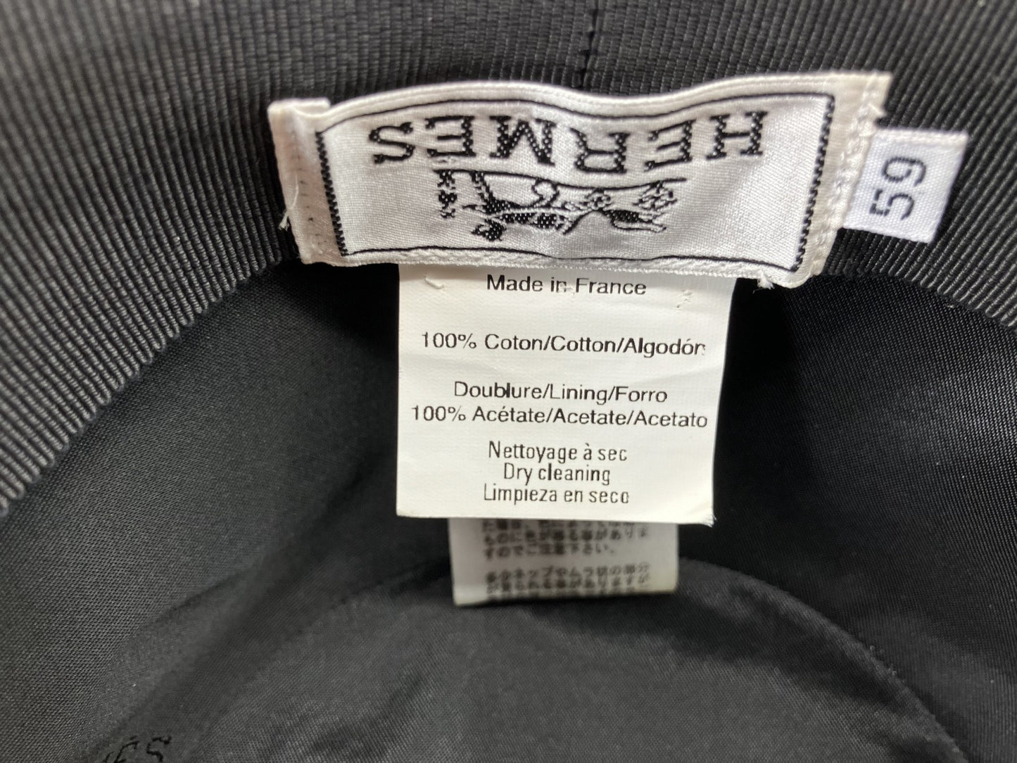 エルメス Hロゴハット 59 コットンブラック 箱付 送料無料