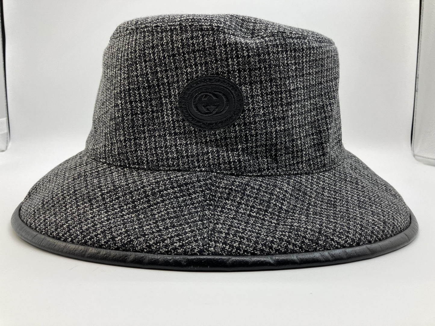 Gucci GG canvas hat, grey x black, head circumference 59cm, height 9cm, brim 7cm, free shipping 