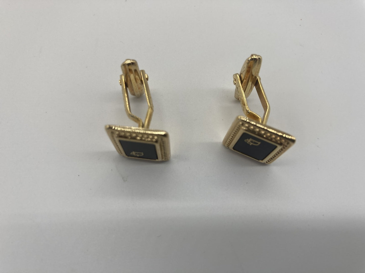 Christian Dior Cufflinks Black and Gold with Box