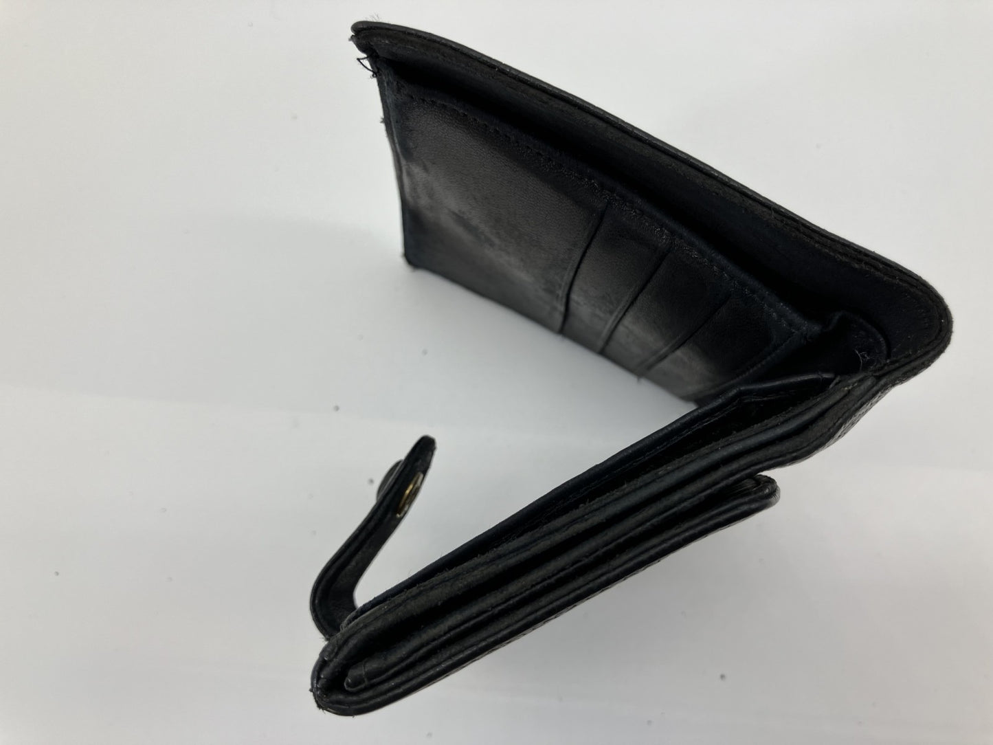 CHANEL Caviar Skin Black Coco Mark W Hook Bifold Wallet with Box and Cards